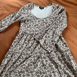 Chic Brown/orange Floral Mini Dress